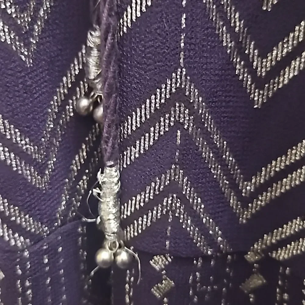 Free People Chevron V-Neck Blouson Mini Dress - Sz. Small - Picture 9 of 13